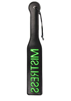&#039;Mistress&#039;&#039; Paddle - Glow in the Dark - Black/Neon Green
