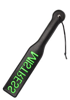 &#039;Mistress&#039;&#039; Paddle - Glow in the Dark - Black/Neon Green