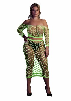 Long Sleeve Crop Top and Long Skirt - Green - XL/XXXXL XL-XXXXL