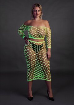 Long Sleeve Crop Top and Long Skirt - Green - XL/XXXXL XL-XXXXL
