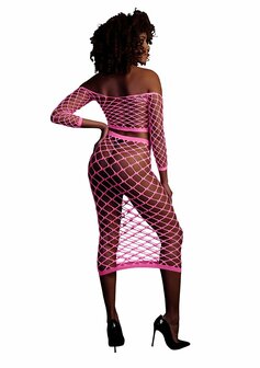 Long Sleeve Crop Top and Long Skirt - Pink - XS/XL XS-XL