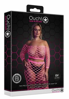Long Sleeve Crop Top and Long Skirt - Pink - XL/XXXXL XL-XXXXL
