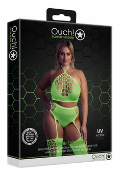 Two Piece with Crop Top and Stockings - Green - XL/XXXXL XL-XXXXL