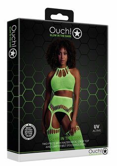 Two Piece with Crop Top and Stockings - Green - XS/XL XS-XL