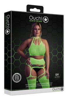 Two Piece with Crop Top and Stockings - Green - XL/XXXXL XL-XXXXL