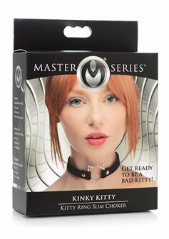 Kinky Kitty Ring Slim Choker - PU Leather - Black