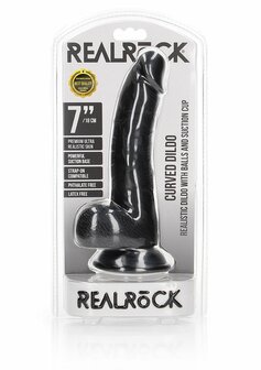 Gebogen Realistische Dildo met Ballen en Zuignap - 18 cm