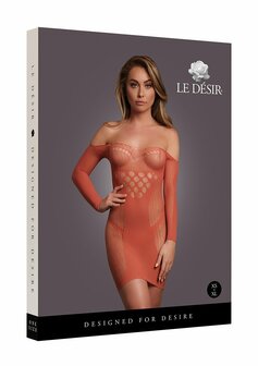 Long-Sleeved Net Mini Dress - One Size - Sunset Glow XS - XL