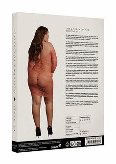 Long-Sleeved Net Mini Dress - Queen Size - Sunset Glow XL - XXXXL