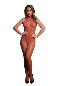 Fishnet and Lace Bodystocking - One Size - Sunset Glow XS - XL