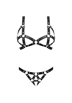 Concordia - Sexy Immitatieleren BH en Slipje met Studs L/XL