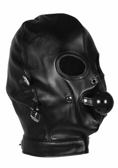 Blindfolded Mask with Breathable Ball Gag - Black