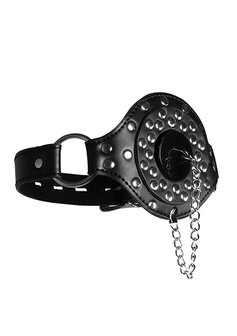 Open Mouth Gag with Plug Stopper - Black