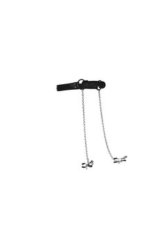 Silicone Bit Gag with Nipple Clamps - Black