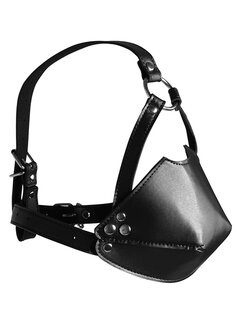 Head Harness with Mouth Cover and Solid Ball Gag - Black