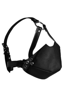 Head Harness with Mouth Cover and Breath Ball Gag - Black