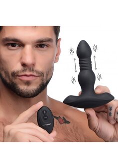 Vibrating and Thrusting Silicone Butt Plug with Remote Control