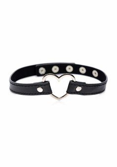 Dark Heart - Chrome Hart Zwarte Choker