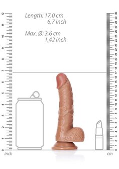 Gebogen Realistische Dildo met Ballen en Zuignap - 15,5 cm