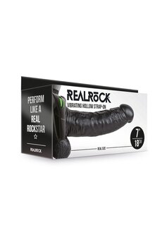 Vibrerende Holle Strap-On met Ballen - 18 cm