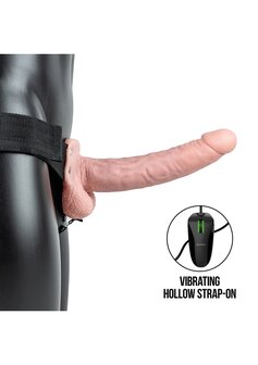 Vibrerende Holle Strap-On met Ballen - 23 cm