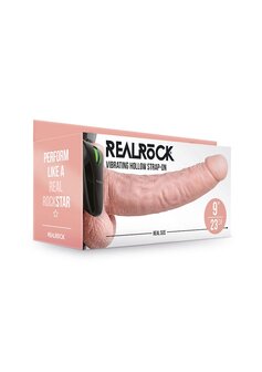 Vibrerende Holle Strap-On met Ballen - 23 cm