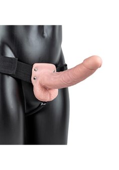 Vibrerende Holle Strap-On met Ballen - 23 cm