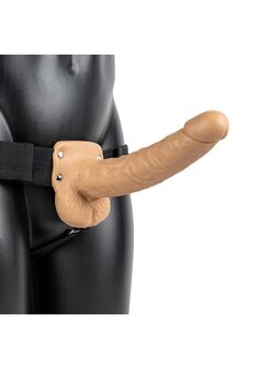 Vibrerende Holle Strap-On met Ballen - 23 cm