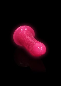 Slim Dildo Suction Cup - GitD - 7&#039;&#039; / 18 cm - Neon Pink