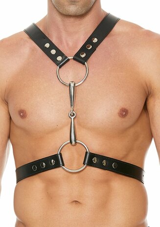 Leren Heren harnas met Metalen Bit One Size