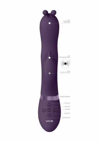 Triple Action Vibrating Rabbit with PulseWave Shaft - Purple