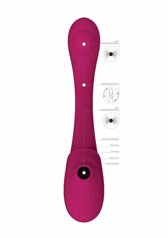 Double Ended Pulse Wave Air-Wave Bendable Vibrator - Pink