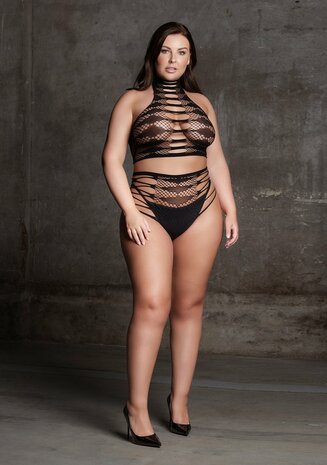 Carpo XLVI - Tweedelige Set met Col, Crop Top en Slip - Plus Size Queen Size