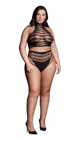 Carpo XLVI - Tweedelige Set met Col, Crop Top en Slip - Plus Size Queen Size