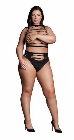 Helike XLV - Tweedelige Set met Open Cups, Crop Top en Slip - Plus Size Queen Size