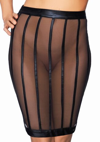 Socorro - Wetlook en Mesh Gestreepte kokerrok S