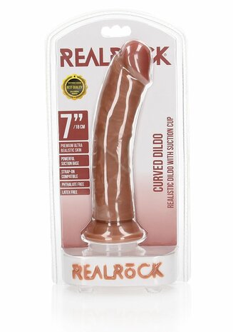 Gebogen Realistische Dildo met Zuignap - 18 cm