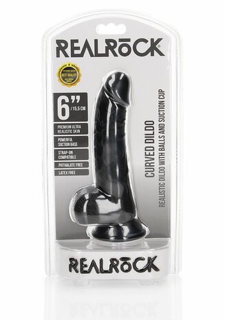 Gebogen Realistische Dildo met Ballen en Zuignap - 15,5 cm
