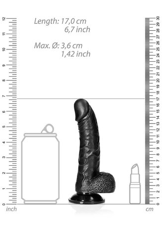Gebogen Realistische Dildo met Ballen en Zuignap - 15,5 cm