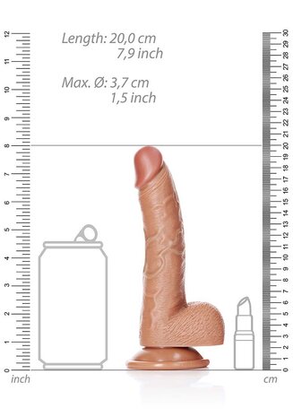Gebogen Realistische Dildo met Ballen en Zuignap - 18 cm