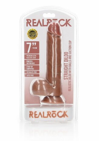Rechte Realistische Dildo met Ballen en Zuignap - 18 cm