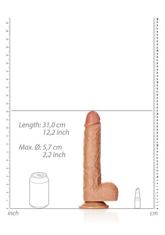 Rechte Realistische Dildo met Ballen en Zuignap - 28 cm