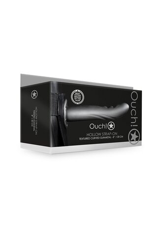 Getextureerde Gebogen Holle Strap-On - 20 cm