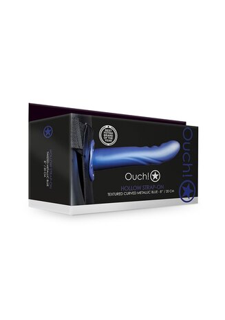 Getextureerde Gebogen Holle Strap-On - 20 cm