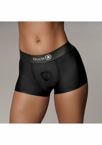 Vibrating Strap-on Boxer - Black - M/L M/L