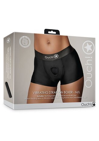 Vibrating Strap-on Boxer - Black - M/L M/L