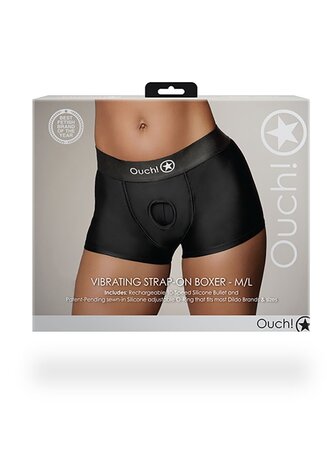Vibrating Strap-on Boxer - Black - M/L M/L