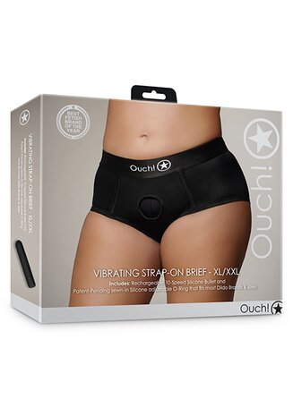 Vibrating Strap-on Brief - Black - XL/XXL XL/XXL