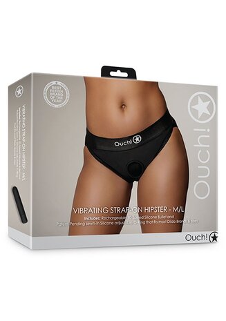 Vibrating Strap-on Hipster - Black - M/L M/L