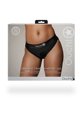 Vibrating Strap-on Hipster - Black - M/L M/L